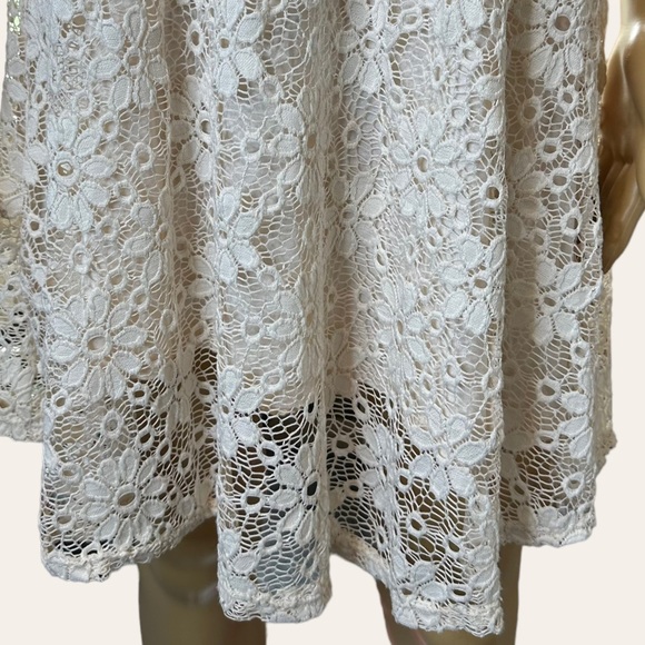 Ginger G A-Line Dress Medium M Cream Full Lace Lined Knee Length Stretch - Picture 7 of 16